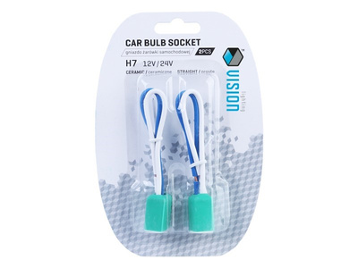 Gniazdo żarówki H7 proste, ceramiczne,przewód 15 cm, 2 szt.