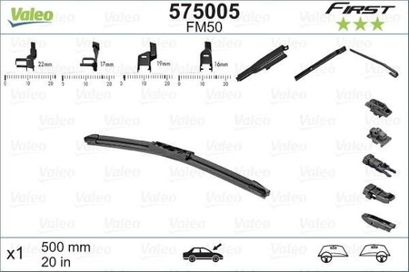 Pióro wycieraczki Valeo First Flat Blade Multiconnection 500mm